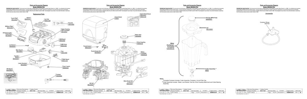 Diagram Diagram and Parts List for HBH850-FRA  Hamilton Beach Blender